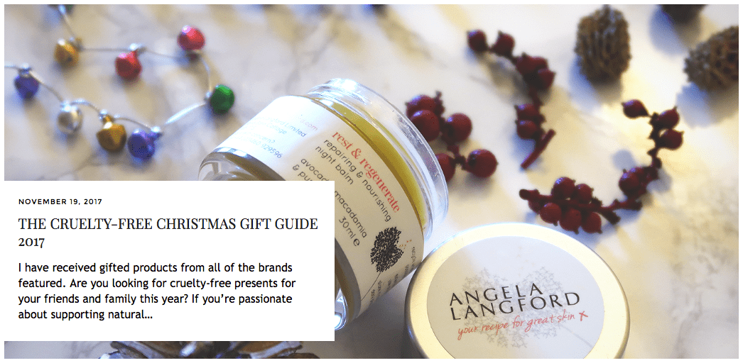 Rest & Regenerate is recommended in the 2017 Cruelty-Free Xmas Gift Guide